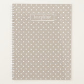 White On Beige Polka Dots Pattern With Custom Name Planer (Vorderseite)