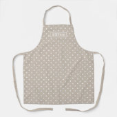 White On Beige Polka Dots Pattern With Custom Name Schürze (Vorderseite)