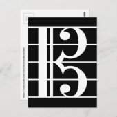 White-on-Black Alto Clef C-Clef Viola Music Postkarte (Vorne/Hinten)