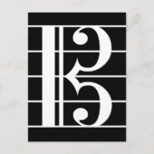 White-on-Black Alto Clef C-Clef Viola Music Postkarte (Vorderseite)