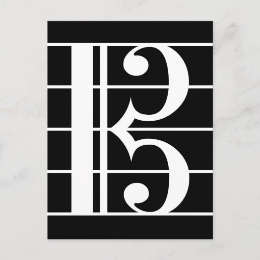 White-on-Black Alto Clef C-Clef Viola Music Postkarte (Vorderseite)