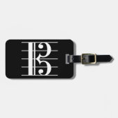 White-on-Black Alto Clef Gepäckmarke Gepäckanhänger (Vorderseite horizontal)