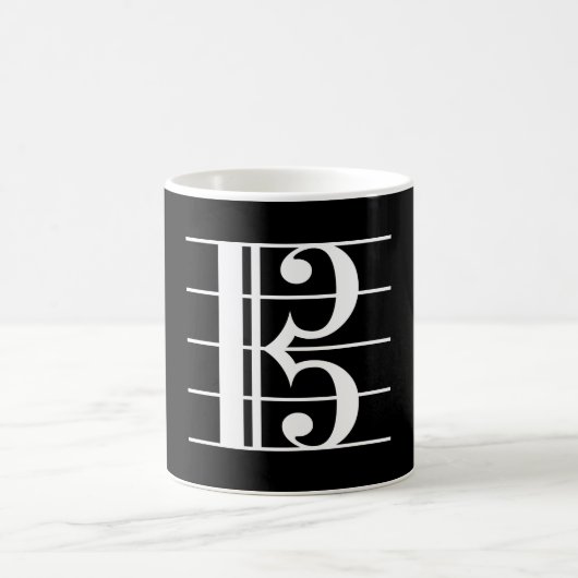 White-on-Black Alto Clef Kaffeetasse (Mittel)