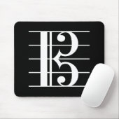 White-on-Black Alto Clef Mousepad (Mit Mouse)
