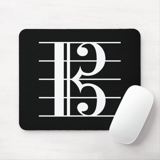 White-on-Black Alto Clef Mousepad (Mit Mouse)