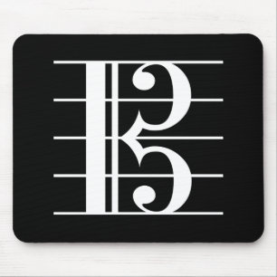 White-on-Black Alto Clef Mousepad