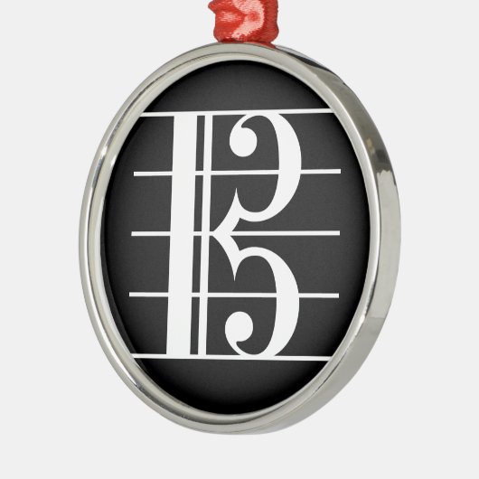 White-on-Black Alto Clef Ornament Aus Metall (Links)