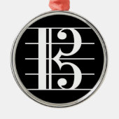 White-on-Black Alto Clef Ornament Aus Metall (Vorne)