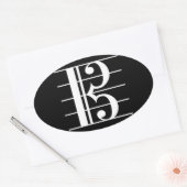 White-on-Black Alto Clef Ovaler Aufkleber (Umschlag)