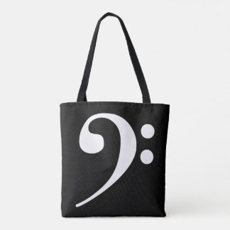 White-on-Black Bass Clef Tasche