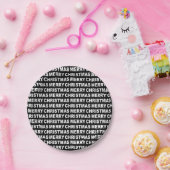White on Black Christmas Typografy Paper Plate Pappteller (Party)
