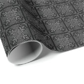 White on Black Crochet Chart Wrapping Paper Geschenkpapier (Rolleneckpunkt)
