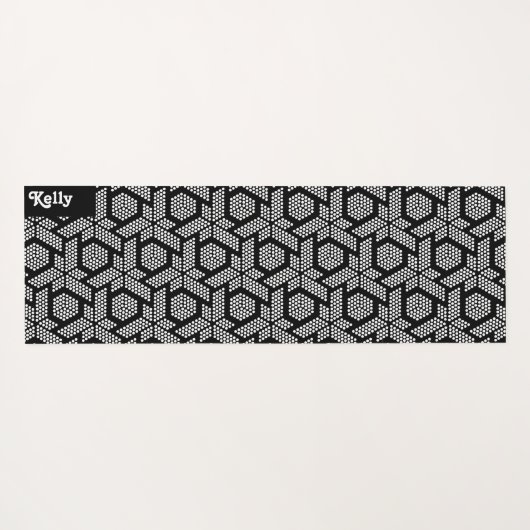 White on black dots geometric pattern yogamatte (Rückseite (Horizontal))