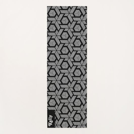 White on black dots geometric pattern yogamatte (Vorderseite)