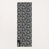 White on black dots geometric pattern yogamatte (Rückseite)