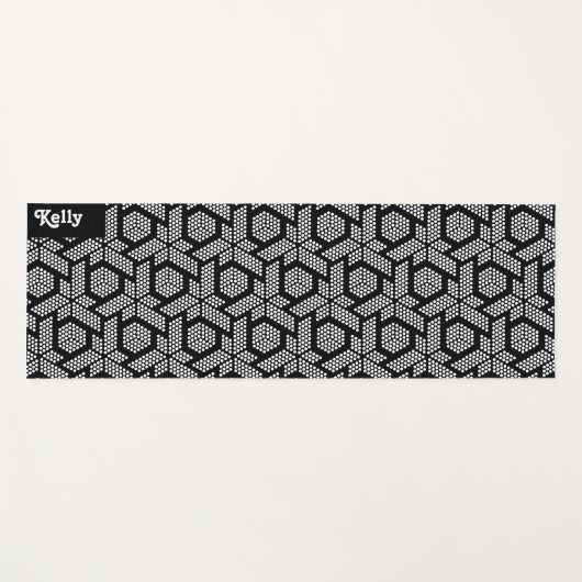 White on black dots geometric pattern yogamatte (Vorderseite (Horizontal))