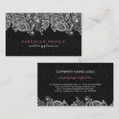White on Black Floral Paisley Lace Visitenkarte (Vorne/Hinten)