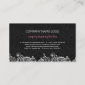 White on Black Floral Paisley Lace Visitenkarte (Rückseite)