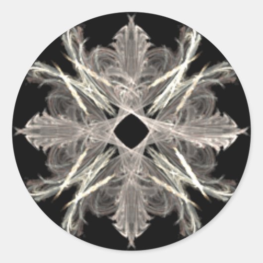 White on Black Fraktal Art Design Runder Aufkleber (Vorderseite)