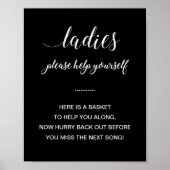 White on Black Ladys Badezimmer Basket Hochzeit Poster (Vorne)