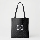White On Black Laurel Monogram Polka Dot Pattern Tasche (Vorderseite)