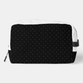 White On Black Laurel Monogram Polka Dot Pattern Waschbeutel (Rückseite)