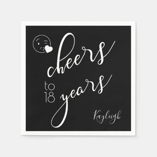 White on Black Modern Text jubelt auf 18 Jahre Serviette (Vorderseite)