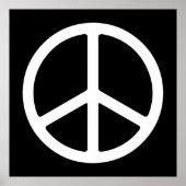 White on Black Peace Symbol Art Print Poster (Vorne)