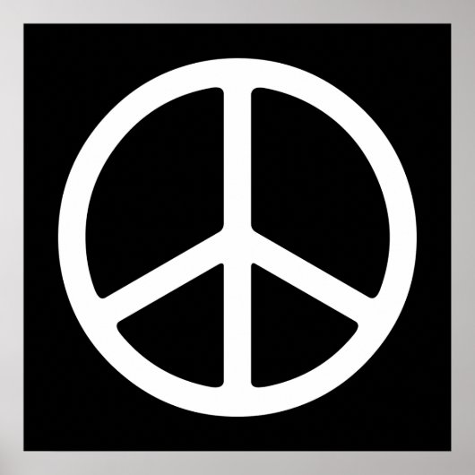 White on Black Peace Symbol Art Print Poster (Vorne)
