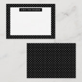 White On Black Polka Dots Pattern Custom Text Mitteilungskarte (Vorne/Hinten)