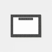 White On Black Polka Dots Pattern Custom Text Post-it Klebezettel (Vorderseite)