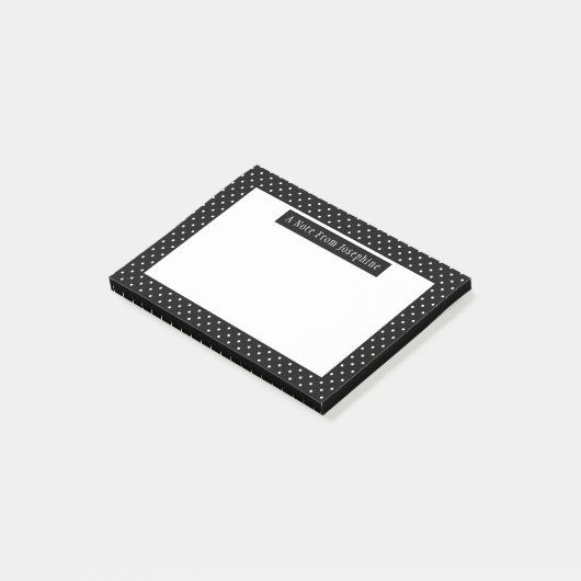 White On Black Polka Dots Pattern Custom Text Post-it Klebezettel (angewinkelt)