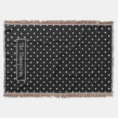 White On Black Polka Dots Pattern With Custom Name Decke (Vorderseite)