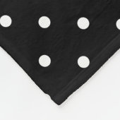 White On Black Polka Dots Pattern With Custom Name Fleecedecke (Ecke)