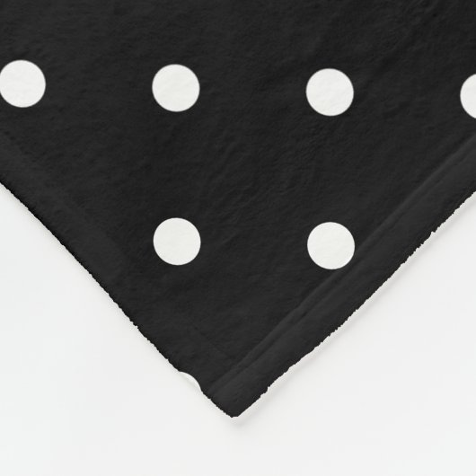 White On Black Polka Dots Pattern With Custom Name Fleecedecke (Ecke)