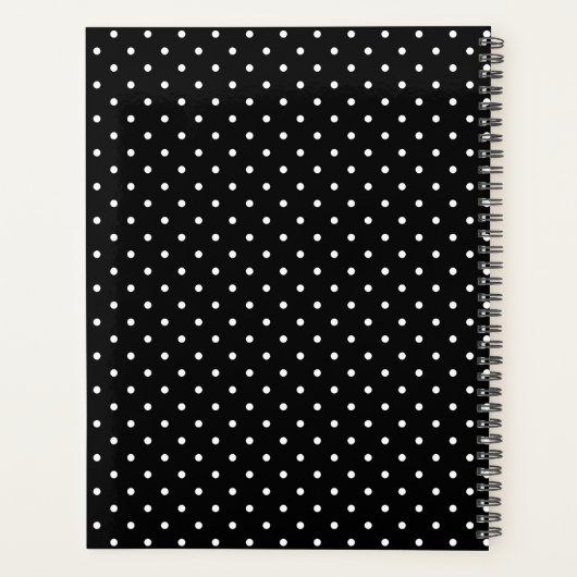 White On Black Polka Dots Pattern With Custom Name Planer (Rückseite)
