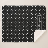 White On Black Polka Dots Pattern With Custom Name Sherpadecke (Vorderseite (Horizontal))