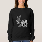 White on Black Rabbit Typografie Word Art Sweatshirt (Vorderseite)