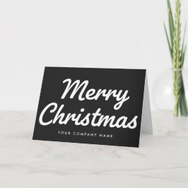White on Black Retro Script Merry Christmas Feiertagskarte