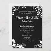 White on Black Save the Date Einladung (Vorderseite)