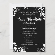 White on Black Save the Date Einladung