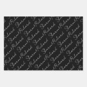 White on black script calligraphy names wedding geschenkpapier set (Vorderseite 2)