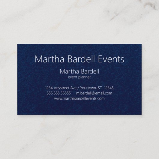 White on Black Signature Event Planner Adaptable Visitenkarte (Rückseite)