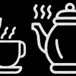 White on Black Teapot<br><div class="desc">Das White on Black Teekanne bietet eine niedliche Tee-Pflanze, Teekanne und zwei Tassen dampfenden Tees. Das delikate Design vermittelt ein Gefühl von Wärme und Komfort und macht es zu einer charmanten Ergänzung zu jeder Küche oder Tee-Party. Der elegante schwarze Hintergrund des Teekopfes, der mit viel Liebe zum Detail gestaltet wurde,...</div>