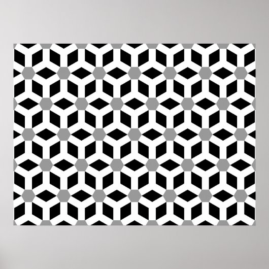 White on Black Tiled Hex Poster (Vorne)