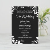 White on Black Wedding Einladung (Stehend Vorderseite)