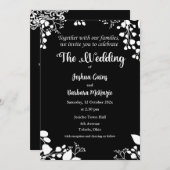 White on Black Wedding Einladung (Vorne/Hinten)