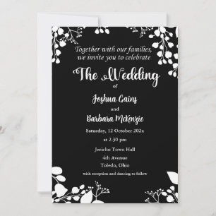 White on Black Wedding Einladung