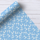 White On Blue Baby Feet Footprints Baby Dusche Geschenkpapier