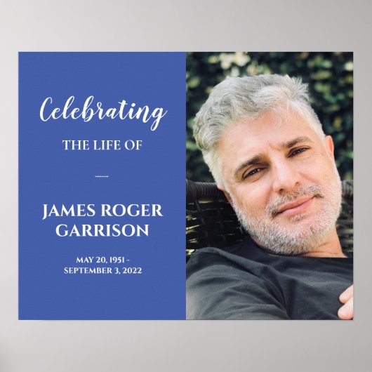 White On Blue Celebration of Life Memorial Foto P Poster (Vorne)